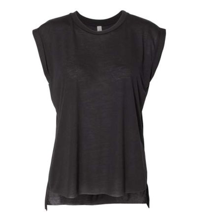 BELLA + CANVAS Women’s Flowy Rolled Cuffs Muscle Tee 8804