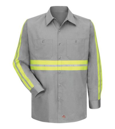 Red Kap Men's Tall Enhanced Visibility Long Sleeve Cotton Work Shirt SC30ET