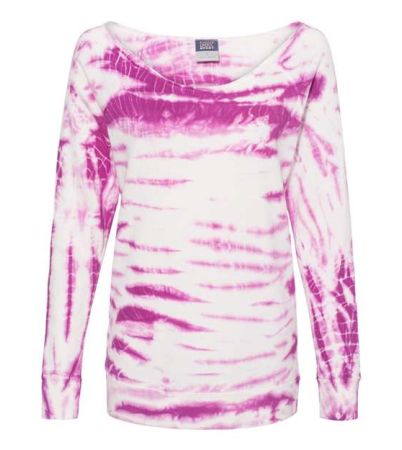 MV Sport Women's French Terry Off-the-Shoulder Tie-Dyed Sweatshirt W20173