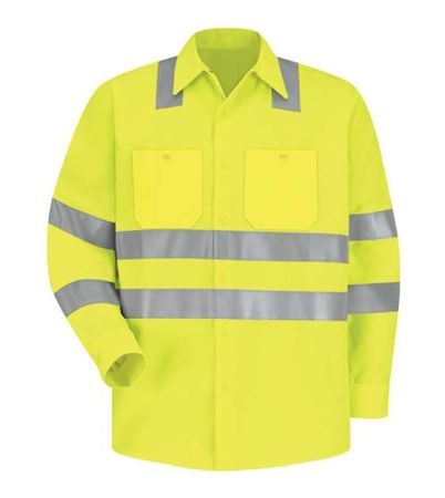 Red Kap Men's High Visibility Safety Long Sleeve Work Shirt SS14HV