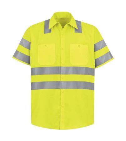 Red Kap Men's Tall High Visibility Safety Short Sleeve Work Shirt SS24HVT