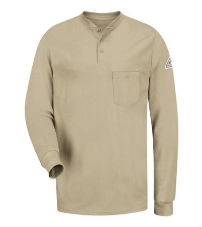 Bulwark Men's Tall Long Sleeve Tagless Henley Shirt SEL2T