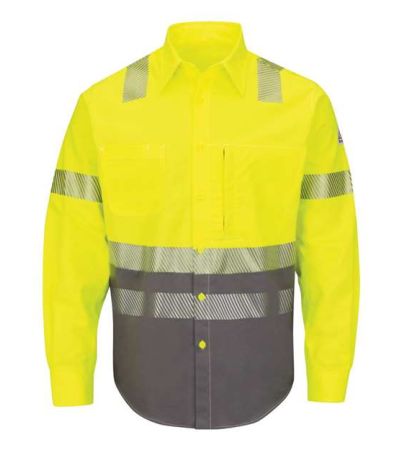 Bulwark Men's Tall Hi-Visibility Color Block Uniform Shirt - EXCEL FR® ComforTouch® - 7 oz. SLB4HT