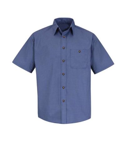 Red Kap Men's Tall Mini-Plaid Uniform Short Sleeve Shirt SP84T