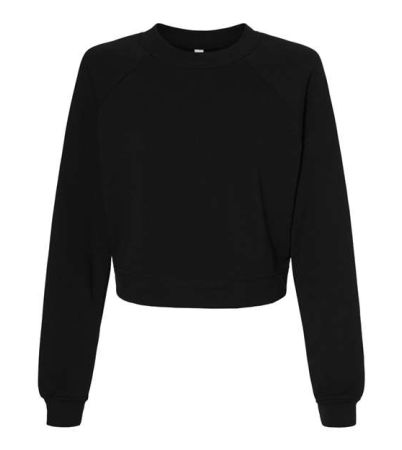 BELLA + CANVAS Women's Crop Raglan Crewneck Sweatshirt 7505