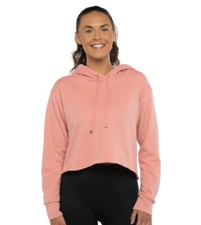 Next Level Women's Laguna Sueded Raw Edge Crop Hoodie Sweatshirt 9384