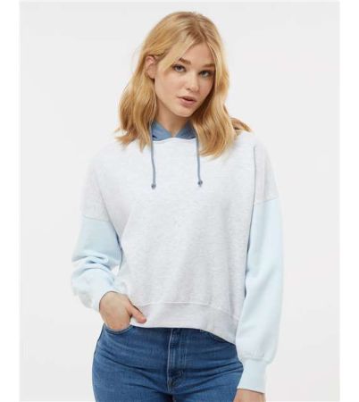 MV Sport Women's Sueded Fleece Colorblocked Crop Hooded Sweatshirt W23716