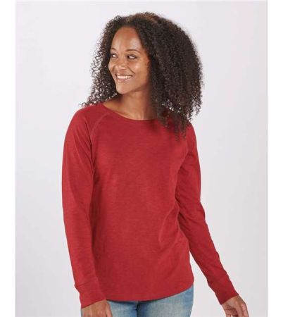 Boxercraft Women's Solid Preppy Patch Long Sleeve T-Shirt BW3166