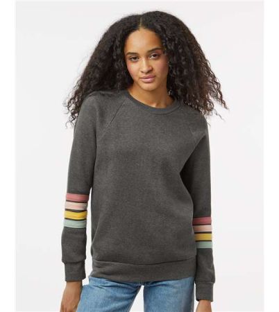 MV Sport Women's Striped Sleeves Crewneck Sweatshirt W23152