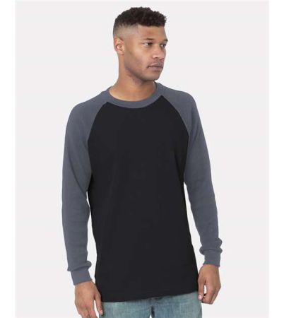 Bayside Men's USA-Made Heavyweight Waffle Knit Thermal Raglan T-Shirt 8211