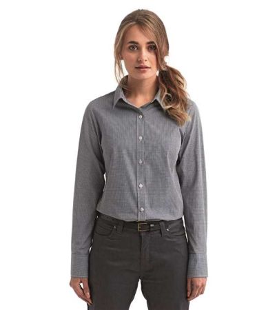 Artisan Collection by Reprime Women's Microcheck Gingham Cotton Shirt RP320