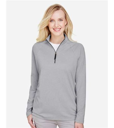 Devon & Jones Women's CrownLux Performance® Clubhouse Micro-Stripe Quarter-Zip Pullover DG480W
