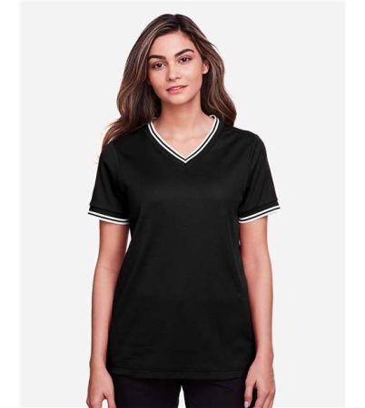 Devon & Jones Women's CrownLux Performance® Plaited Tipped V-Neck Shirt DG20CW
