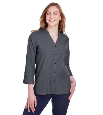 Devon & Jones Women's Crown Collection® Stretch Pinpoint Chambra Three-Quarter Sleeve Shirt DG562W