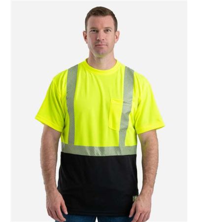 Berne Apparel Men's Hi-Vis Class 2 Color Blocked Pocket T-Shirt HVK017