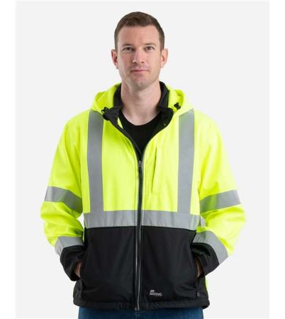 Berne Apparel Men's Hi-Vis Class 3 Hooded Soft Shell Jacket HVJS206