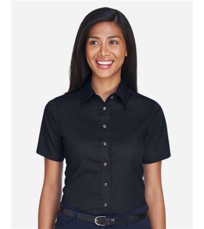 Harriton Women's Easy Blend™ Short Sleeve Twill Dress Shirt with Stain-Release M500SW