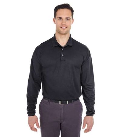 UltraClub Men's Cool & Dry Long Sleeve Mesh Piqué Polo 8210LS