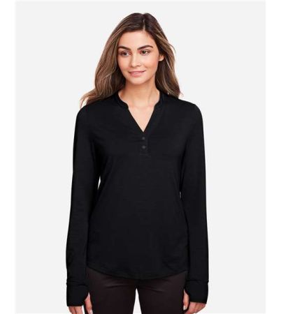 North End Women's JAQ Stretch Performance V-Neck Snap Pullover NE400W