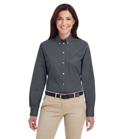 Harriton Women's Foundation Cotton Twill Shirt with Teflon M581W