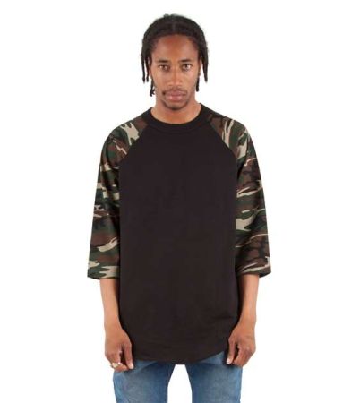 Shaka Wear Unisex Camo Raglan Tee SHRAGCM