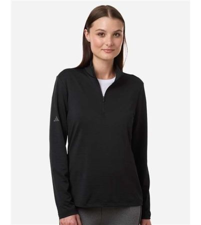 Adidas Women's Textured Stripe Quarter-Zip Pullover A709