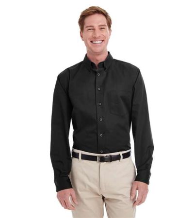 Harriton Men's Foundation Cotton Twill Dress Shirt with Teflon M581