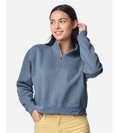 Comfort Colors Women's Garment-Dyed Mid-Length Quarter-Zip Sweatshirt 1580L