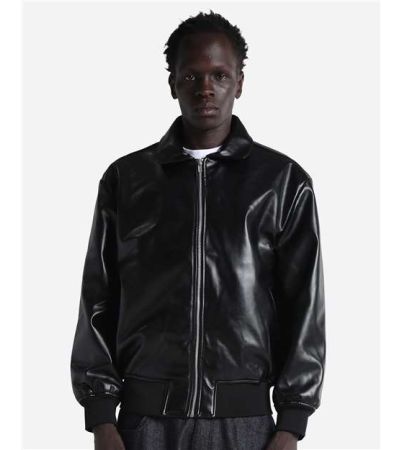 Shaka Wear Unisex PU Leather Collared Varsity Jacket SHPVB