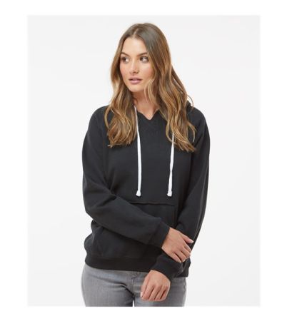 J. America Women's Sueded V-Neck Hooded Sweatshirt 8836