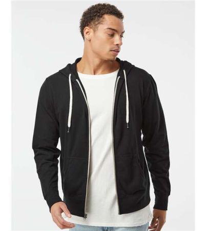 Independent Trading Co. Unisex Heathered French Terry Full-Zip Hooded Sweatshirt PRM90HTZ