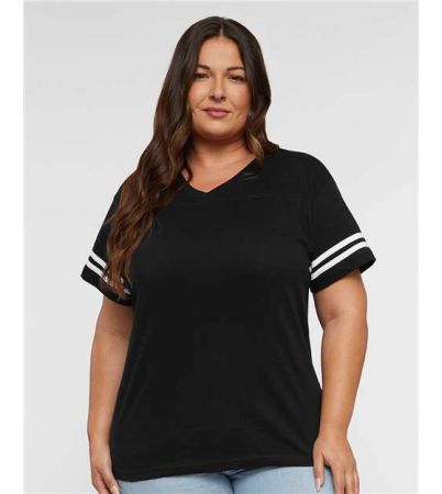 LAT Women's Football V-Neck Fine Jersey Tee 3537