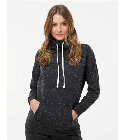 J. America Women’s Mélange Fleece Cowl Neck Sweatshirt 8673