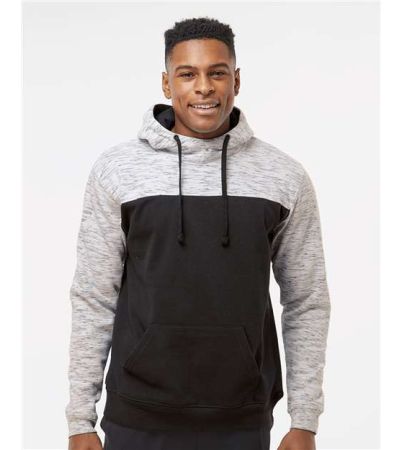 J. America Men's Mélange Fleece Colorblocked Hooded Sweatshirt 8676