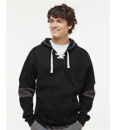 J. America Men's Sport Lace Colorblocked Fleece Hooded Sweatshirt 8832A