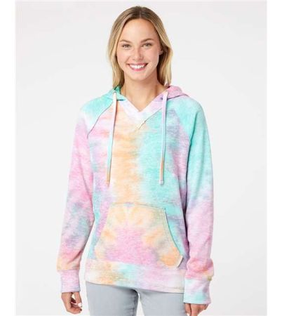 MV Sport Women’s Courtney Burnout V-Notch Hooded Sweatshirt W1162