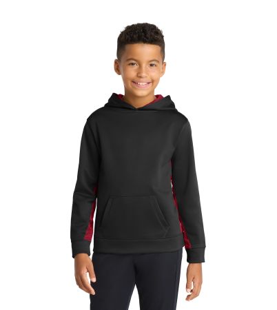 Sport-Tek ®  Youth Sport-Wick ®  CamoHex Fleece Colorblock Hooded Pullover.  YST239