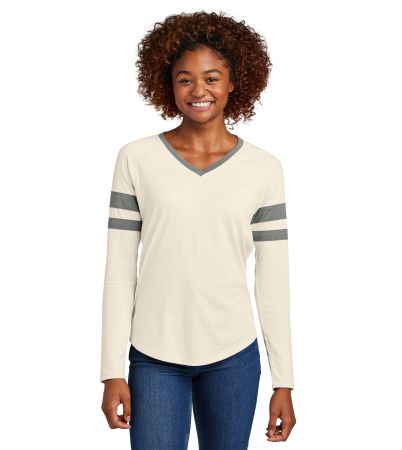 Sport-Tek ® Women's Halftime Stripe Long Sleeve V-Neck Tee LST6043