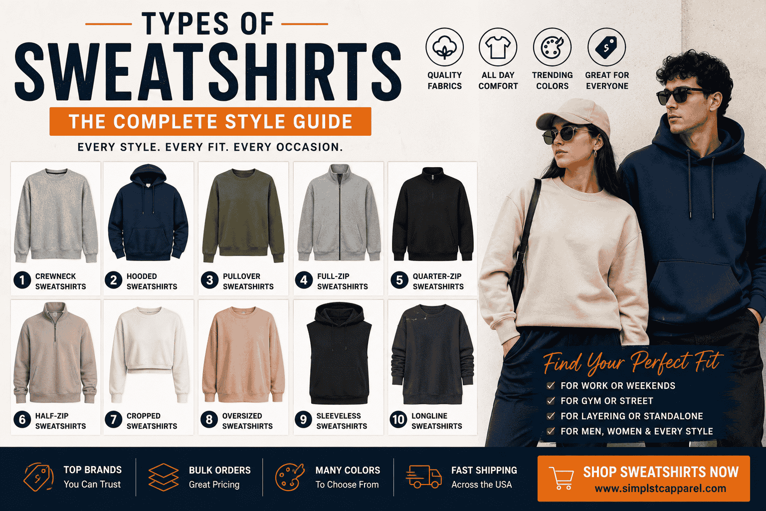 types of sweatshirts